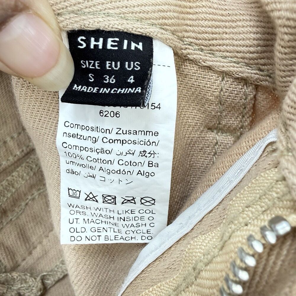 Women's Wide Leg Cargo Jeans Size 4 Relaxed Fit Denim Beige - Picture 9 of 16